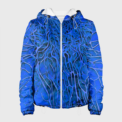 Женская куртка Синий симбионт абстракция / 3D-Белый – фото 1