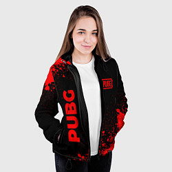 Куртка с капюшоном женская PUBG - red gradient вертикально, цвет: 3D-черный — фото 2