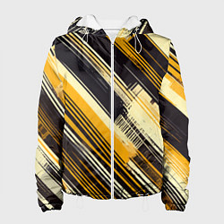 Женская куртка Жёлтые диагональные полосы на чёрном фоне