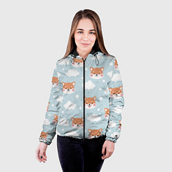 Куртка с капюшоном женская Узор сибу ину и облака, цвет: 3D-черный — фото 2