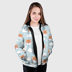 Куртка с капюшоном женская Узор сибу ину и облака, цвет: 3D-черный — фото 2