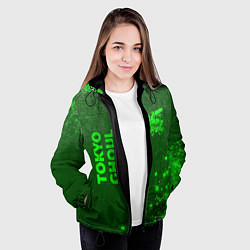 Куртка с капюшоном женская Tokyo Ghoul - green gradient вертикально, цвет: 3D-черный — фото 2