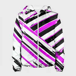 Женская куртка Розово-чёрные полосы на белом фоне