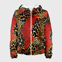 Женская куртка Красно-черно-золотая змеиная кожа