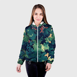 Куртка с капюшоном женская Армейский камуфляж зеленый, цвет: 3D-белый — фото 2