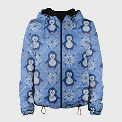 Женская куртка Вязаный узор с милыми пингвинами и скандинавским о