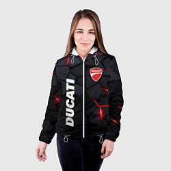 Куртка с капюшоном женская Ducati - плиты с эффектом свечения, цвет: 3D-белый — фото 2