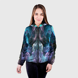 Куртка с капюшоном женская Фантастический неоновый космос, цвет: 3D-черный — фото 2