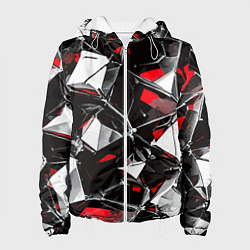 Женская куртка Красно-белый паттерн на чёрном фоне