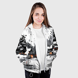 Куртка с капюшоном женская Белый заснеженный город, цвет: 3D-белый — фото 2