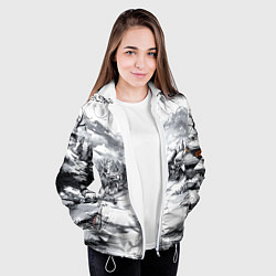 Куртка с капюшоном женская Город в снегу перед новым годом, цвет: 3D-белый — фото 2