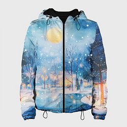 Женская куртка Новогодняя атмосфера - акварель