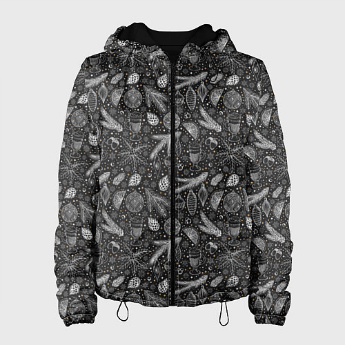 Женская куртка Новогодние зимние украшения / 3D-Черный – фото 1