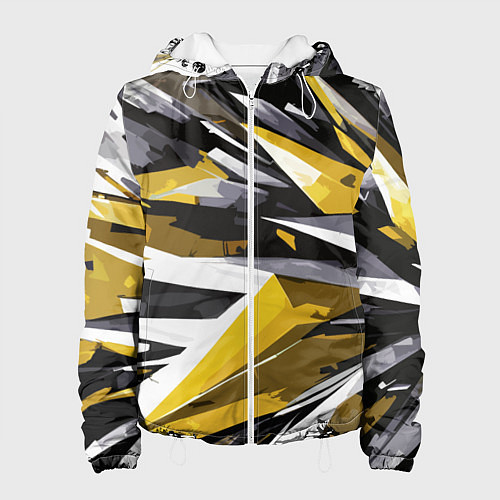 Женская куртка Чёрно-жёлто-белая абстракция / 3D-Белый – фото 1