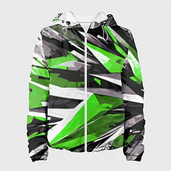 Женская куртка Чёрно-зелёная-белая абстракция