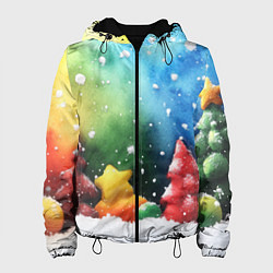 Женская куртка Акварельные новогодние елки