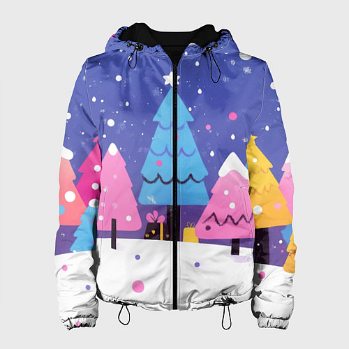 Женская куртка Милые разноцветные елочки / 3D-Черный – фото 1