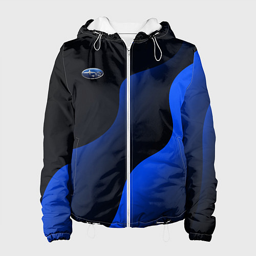 Женская куртка Субару - синие волны / 3D-Белый – фото 1