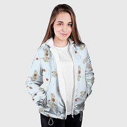 Куртка с капюшоном женская Зимние ветки сосны и шишки, цвет: 3D-белый — фото 2
