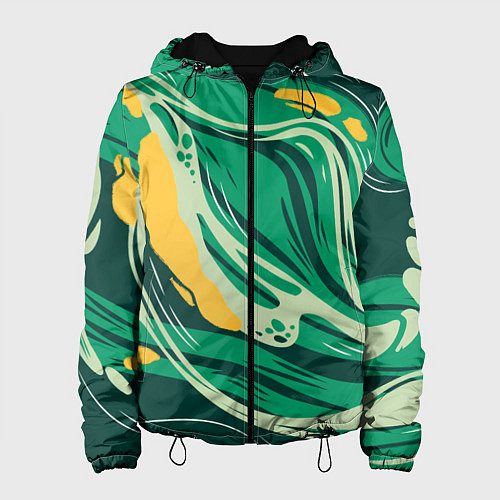 Женская куртка Абстрактные полосы в зелёных тонах / 3D-Черный – фото 1