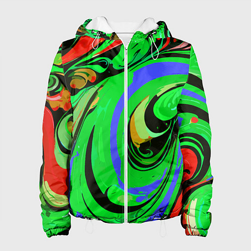 Женская куртка Красно-зелёный узор / 3D-Белый – фото 1