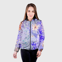 Куртка с капюшоном женская Растения на розовом фоне, цвет: 3D-черный — фото 2