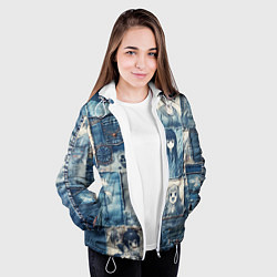 Куртка с капюшоном женская Персонажи аниме на пэчворк, цвет: 3D-белый — фото 2