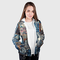 Куртка с капюшоном женская Аниме пэчворк деним, цвет: 3D-белый — фото 2