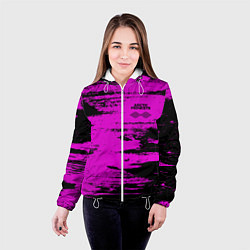 Куртка с капюшоном женская Arctic Monkeys - Розовые разводы, цвет: 3D-белый — фото 2