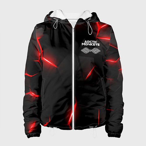 Женская куртка Arctic Monkeys - неоново красные плиты / 3D-Белый – фото 1