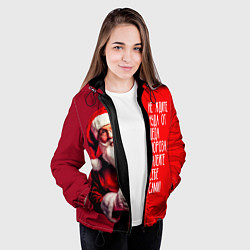 Куртка с капюшоном женская Дед Мороз - не ждите чуда, цвет: 3D-черный — фото 2