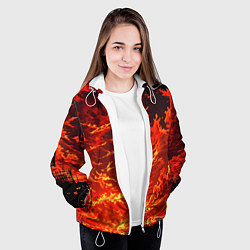 Куртка с капюшоном женская Багровый огненный закат, цвет: 3D-белый — фото 2