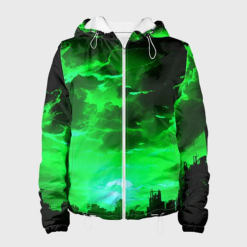 Женская куртка Кислотный зелёный закат / 3D-Белый – фото 1
