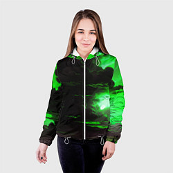 Куртка с капюшоном женская Кислотный зелёный закат, цвет: 3D-белый — фото 2