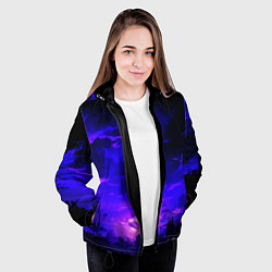 Куртка с капюшоном женская Фиолетовый апокалиптический закат, цвет: 3D-черный — фото 2