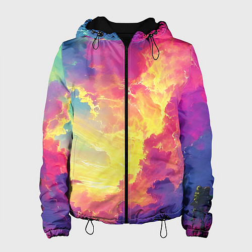 Женская куртка Розовые облака на синем небе / 3D-Черный – фото 1