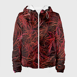 Женская куртка Красная трава на чёрном фоне