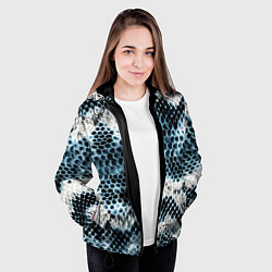 Куртка с капюшоном женская Из кожи змеи, цвет: 3D-черный — фото 2