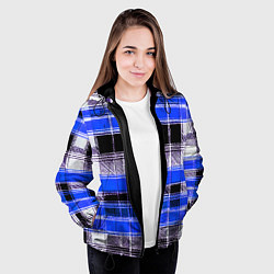 Куртка с капюшоном женская Белые полосы на чёрно-синем фоне, цвет: 3D-черный — фото 2