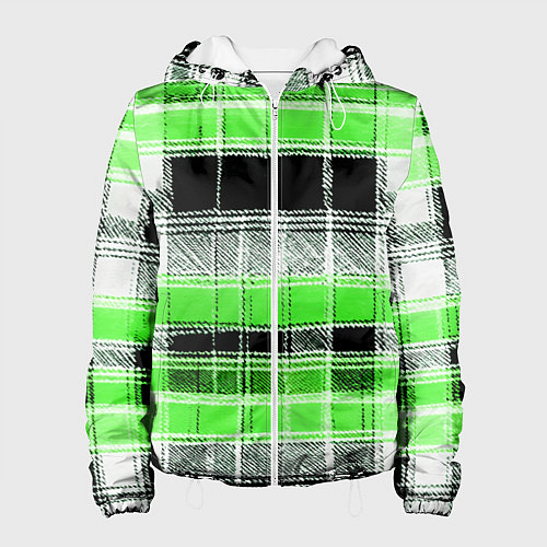 Женская куртка Белые полосы на чёрно-зелёном фоне / 3D-Белый – фото 1