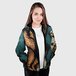 Куртка с капюшоном женская Кожа в змеином стиле, цвет: 3D-черный — фото 2