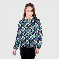 Куртка с капюшоном женская Бирюзовый абстрактный паттерн, цвет: 3D-белый — фото 2