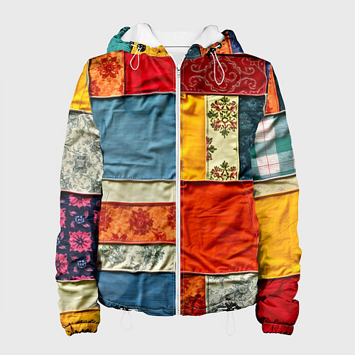 Женская куртка Пэчворк из ярких тканей / 3D-Белый – фото 1