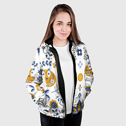 Куртка с капюшоном женская Скандинавский узор, цвет: 3D-черный — фото 2