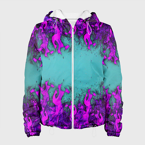 Женская куртка Фиолетовое пламя / 3D-Белый – фото 1