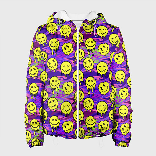 Женская куртка Психоделические желтые смайлы / 3D-Белый – фото 1