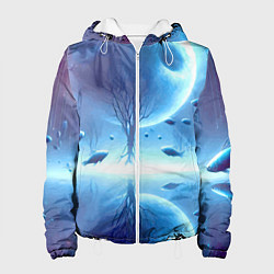 Женская куртка Луна и рыбы - нейроарт фантазия