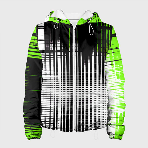 Женская куртка Зелёно-чёрный гранж на белом фоне / 3D-Белый – фото 1