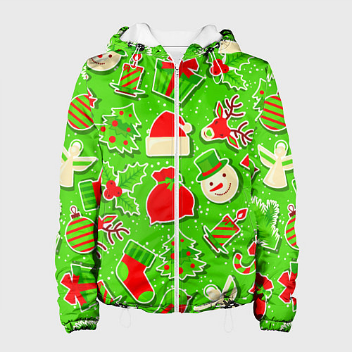 Женская куртка Новогоднее настроение паттерн / 3D-Белый – фото 1