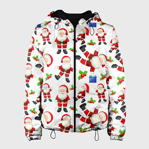 Женская куртка Дед мороз веселится паттерн / 3D-Черный – фото 1